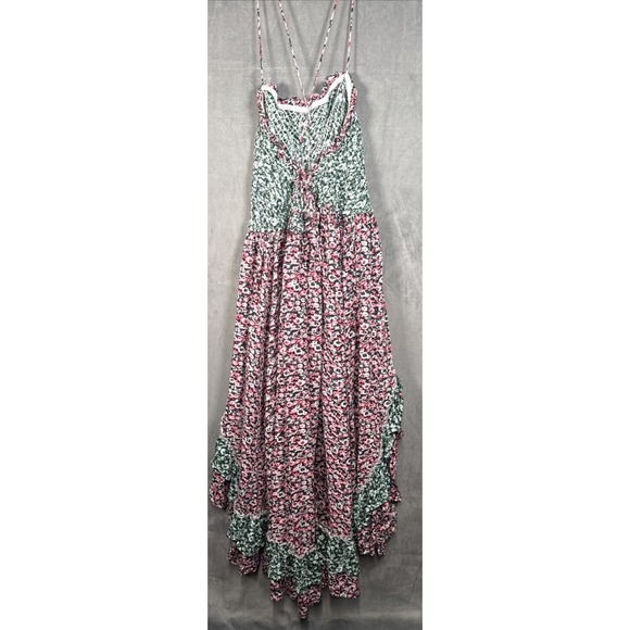 Free People Women's Boho Floral One I Love Green Pink Maxi Dress Sz S - Picture 2 of 13